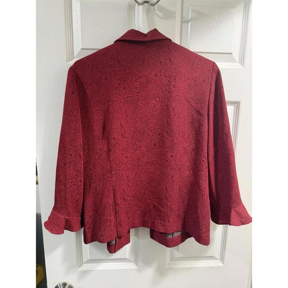 Miss Dorby Women's Deep Red Jacquard Floral Skirt Suit 12 - Picture 5 of 14